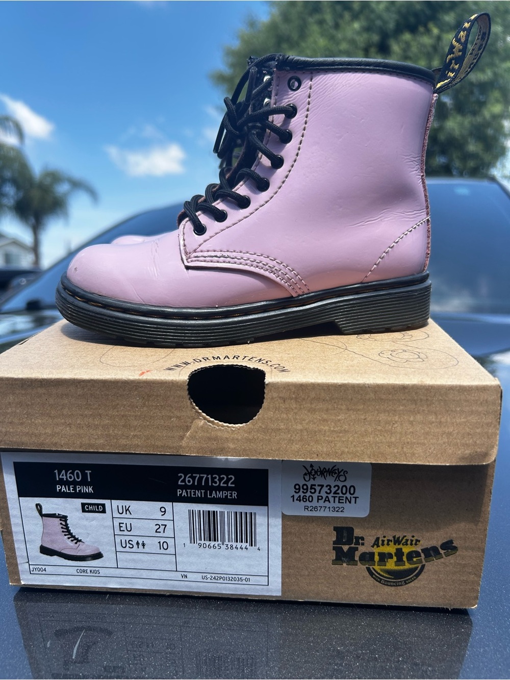 Dr. Martens Pale Pink Leather 8-Eye Lace-Up Boot